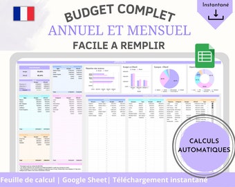 French Annual & Monthly Budget Planner - Pastels - Google Sheet - Digital - Zero Budget - Envelopes - Bills, Savings, Debts, Income