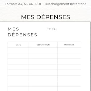 French EXPENSE TRACKER Sheet - French expense tracker, To print, French Zero Budget, French Budget Envelopes, Pdf A4 A5 A6