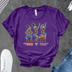 Halloween Zombie Twerking Tee, Unisex T-Shirt, Purple Orange Crop Top, Daisy Dukes, Twerk n Treat, Halloween Costume Shirt, Zombie Vibe Tee