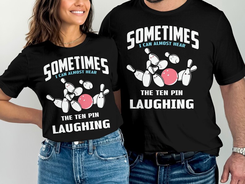 Funny Bowling T-shirt, the Ten Pin Laughing, Cute Bowling Pins Tee ...