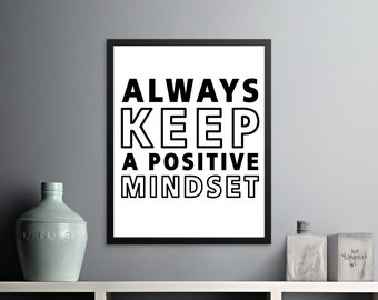 Always Keep a Positive Mindset Wall Art, Inspirational Office Decor, Motivational Canvas Poster