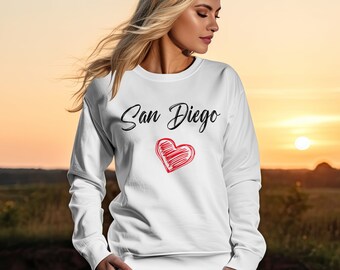 San Diego Love Heart T-Shirt, Unisex California Souvenir Tee, Casual Beach City Travel Shirt, Summer Vacation Apparel Gift Idea