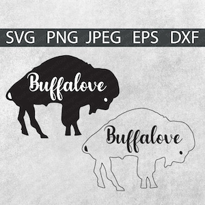 Buffalove SVG | Outline | Silhouette | Digital Download | Buffalo SVG | Buffalo PNG | Bills | Sports | eps | dxf | jpeg | New York Vector