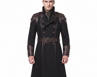Dark Brown Imperial Commander Long Coat | Gothic Pirate Captain Jacket | Military Officer Coat | Renaissance Steampunk Greatcoat