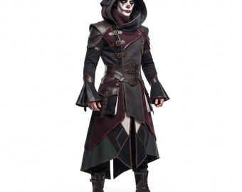 Dark Fantasy Clown Costume, Gothic Circus Ringmaster Coat, Sinister Clown Cosplay, Vintage Carnival Costume, Halloween Costume, Gothic
