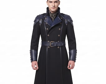Navy Blue Imperial Commander Long Coat | Gothic Pirate Captain Jacket | Men's Military Officer Coat | Renaissance Steampunk Greatcoat