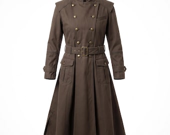 Steampunk Riding Long Coat, Men’s Cotton Canvas Duster, Victorian Military Coat | Gothic Rider Coat, Halloween Costume