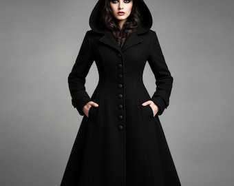 Handmade Gothic Hooded Coat – Medieval Darkwear, Custom Size