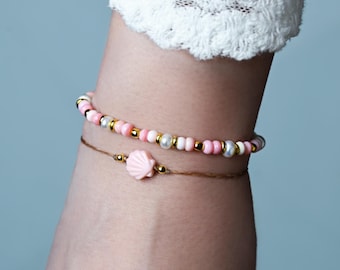 Queen Conch Shell Scallop Charm Beach Bracelet: Boho Shell Jewelry