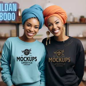 Gildan 18000 Headwrap Mockup: Lifestyle, Turban (Digital Download)