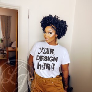 Realistic Black women Tshirt Mockup African American oversized tshirt black model mockup white Tshirt mockup black girl mockup