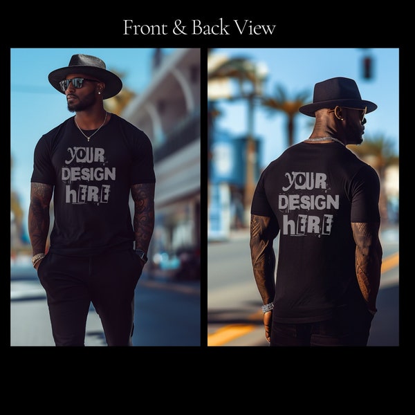 Stylish mockup Front and Back TShirt Mockup Men Fall Mockup Black Men Mockup Bundle Bella Canva tshirt Back Design Bella Canva 3001