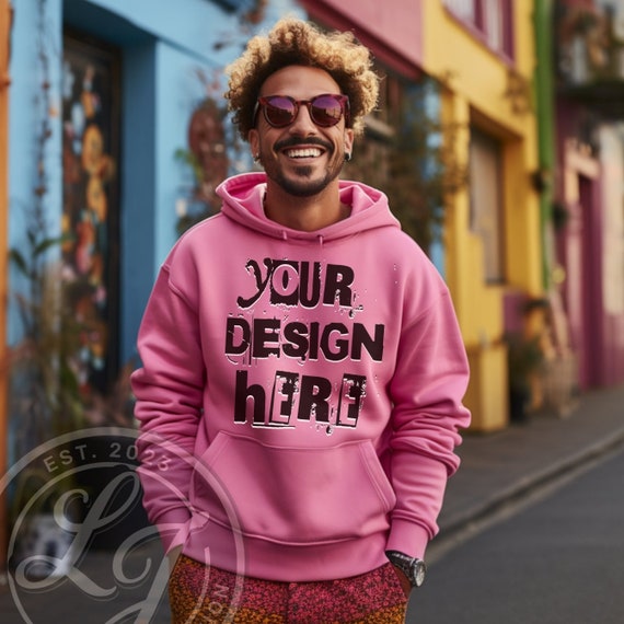 Male Pink Hoodie Mockup Gildan 18500 Hoodie Mockups Winter Mockup
