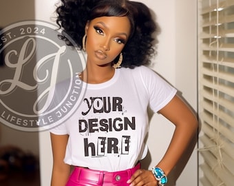 Bella Canvas 3001 T-Shirt Mockup: African American Female (Digital Download)