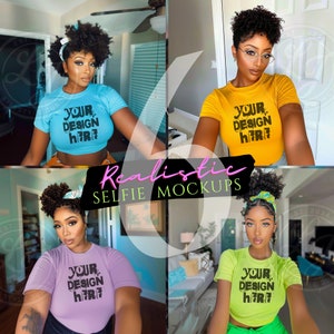 Realistic African American female model bundle  Black Girl Bundle Stylish Mockup bundle black people mockup bundle Bella Canva 3001 mockups