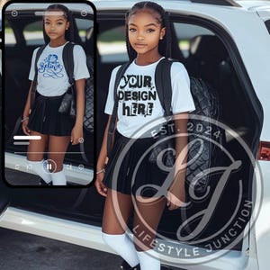 Realistic Black women Tshirt Mockup African American oversized tshirt black model mockup white Tshirt mockup black girl mockup