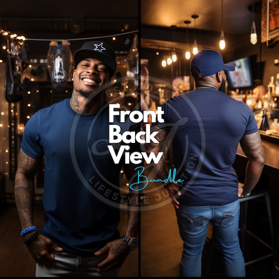 Bella Canva 3001 Navy T-shirt Mockup: Front & Back (PNG Digital Download)