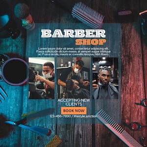 Barbershop flyer, barber flyer, hair cut flyer, barbershop business, appointment flyer, male hairstylist, book now flyer, hair salon