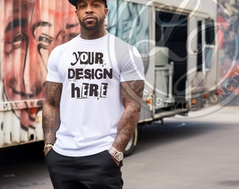 Bella Canvas 3001 Mockup: White T-Shirt, Streetwear Mock Up (PNG Digital Download)