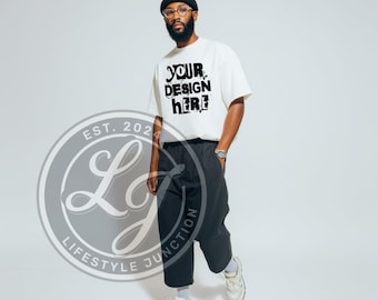Mockup oversized T-shirt voor heren: AS Color 5080, png
