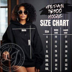 Gildan 18500 Sizing Chart, Size Chart, Gildan 18500 hoodie size chart, Sweater size chart, hoodie Sizechart, Sizing Chart Measurement