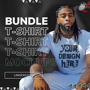 4 Realistic African American Male Models Bundle Black Men Bundle Stylish Mockup bundle black people mockup bundle Bella Canva 3001 mockups
