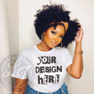 Realistic Black women Tshirt Mockup African American oversized tshirt black model mockup white Tshirt mockup black girl mockup