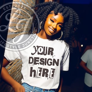 Realistic Black women Tshirt Mockup African American oversized tshirt black model mockup white Tshirt mockup black girl mockup