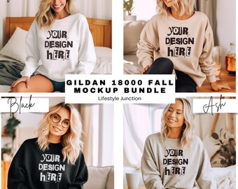 Mockup-bundel Gildan 18000-sweatshirt (digitale download)