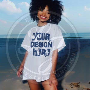 Realistic Black women Tshirt Mockup African American oversized tshirt black model mockup white Tshirt mockup black girl mockup