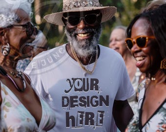 White Bella Canvas 3001 T-Shirt Mockup: Senior Man (PNG)