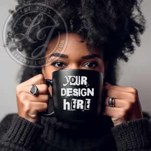 Black mug mockups Black Girl Mug Mockup 15 oz Mug Mockup Black Girl Model Blank Mug Mockup Black Model Coffee Mug Black Ceramic Cup Mockup