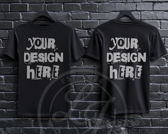 Maqueta de camiseta negra: parte delantera y trasera Bella Canva 3001 (descarga digital PNG)