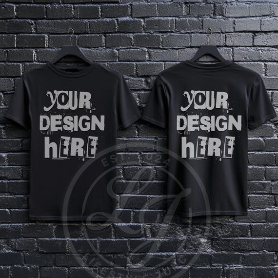 Black T-shirt Mockup: Front & Back Bella Canva 3001 (PNG Digital Download)