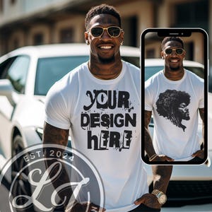 African American men mockup bundle Bella canva 3001-mockup Tattooed Men Mockup, Manly Mockup Bundle, mockups for t-shirt bundle