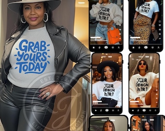 Black Women Mockup Bundle: Bella Canva & Gildan T-Shirt Designs