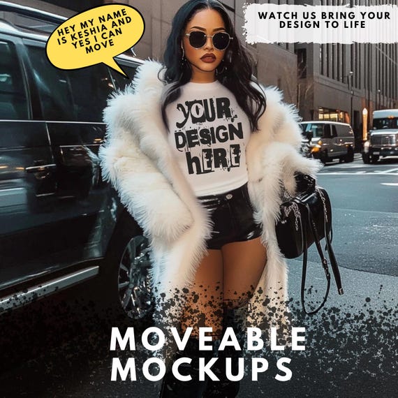 Moveable African American Female Mockup: Bella Canva 3001