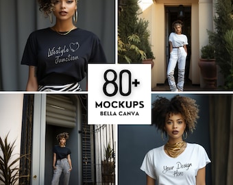 Bella Canvas 3001 モックアップバンドル：レディース＆メンズTシャツ