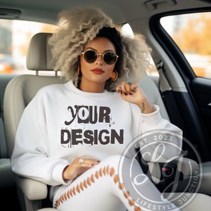 White Gildan 18000 Sweatshirt Mockup: Back View (JPG Digital Download)
