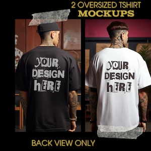 Ispanico maschio backview bella canva scatola oversize Tshirt uomo streetwear mockup nero uomo oversize TShirt bianca oversize Tshirt mockup