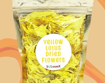 Organic Yellow Lotus Flowers Tea · Dried Dried Nelumbo Lutea · Egyptian Thai Sacred · No Pesticides, Fertilizers & Additives • Vegan