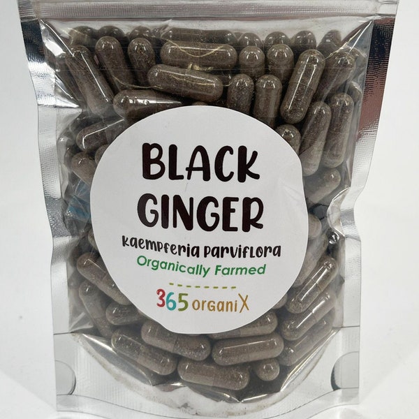 Organic Black Ginger Caps. (Kaempferia parviflora) Extract Pure Authentic Herbal Natural, Free of Pesticides, Fertilizers, Additives, Vegan