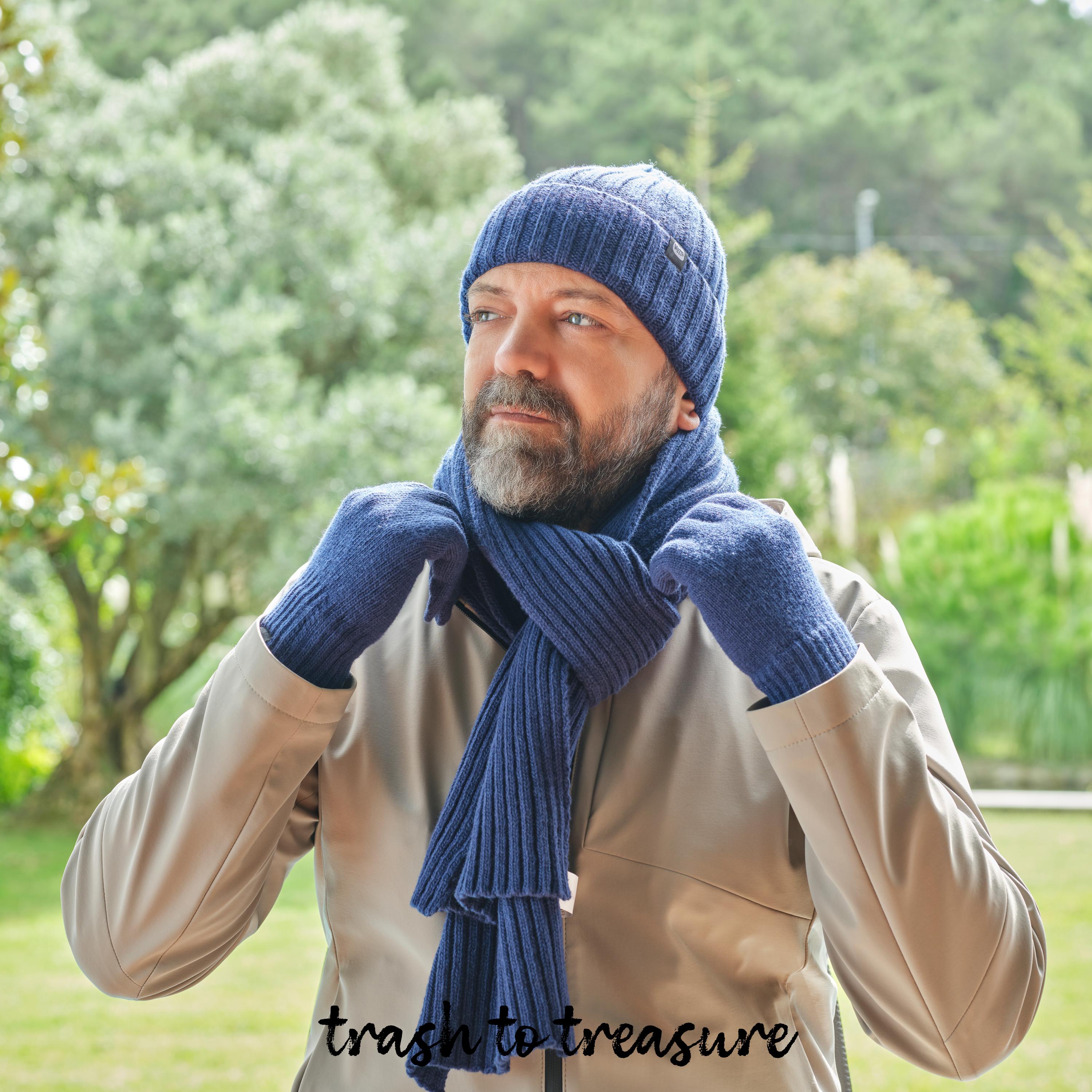 Fleece Lined Pom Pom Beanie Touchscreen Gloves Scarf Winter Set Pom Pom Hat Lined With Fleece Mittens Infinity Scarf Set  main image 2