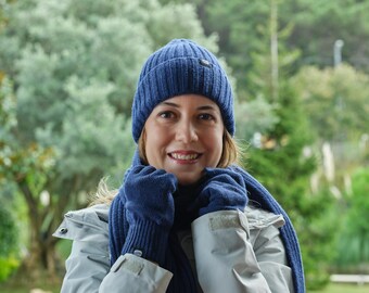 UMIPUBO Mütze Schal Handschuhe Damen Winter Set Wintermütze Fleece Gefütterte Beanie Loop Schlauchschal Wärmer Touchscreen Plüsch Ohrenwärmer