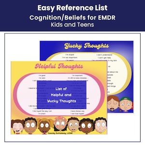 Elenco visivo di cognizioni/credenze per bambini e adolescenti PDF --- Terapia EMDR / Terapia del gioco / Credenze positive / Credenze negative e adattive