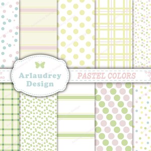 Pastel digital paper, pastel pattern, spring pattern, scrapbook paper, digital background, printable paper, paper bundle, digital paper pack
