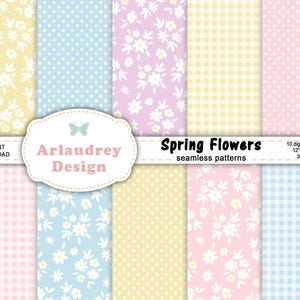 Carte digitali senza soluzione di continuità primaverili pastello, carta da giornale spazzatura floreale pastello con motivo floreale primaverile, sfondi pastello per scrapbooking con motivo floreale