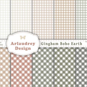 Gingham pattern seamless digital paper, scrapbook pages, gingham print, gingham printable paper, neutral colours, backgrounds commercial use