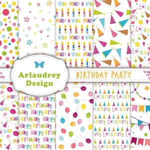 Happy birthday digital paper, Birthday patterns, Birthday Party digital papers, Birthday backgrounds, party paper, Kids Birthday part papers