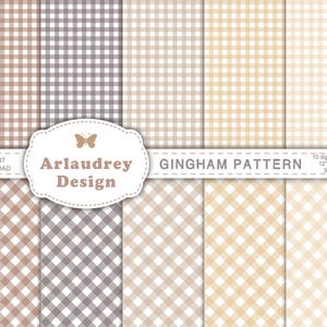 Wzór gingham bezszwowe papiery cyfrowe, strony albumów, nadruk gingham, papier do druku gingham, neutralne kolory, tła do użytku komercyjnego